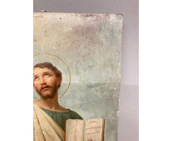 Ancient icon / painting of S. Aristide from the 18th century. Italian school size 35 x 25 cm     