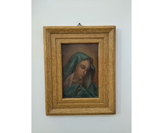 Quadro dipinto olio su compensato Madonna - epoca primi 900 - cornice laccata