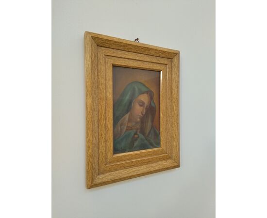 Oil painting on plywood Madonna - early 1900s - lacquered frame     