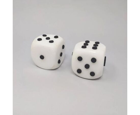 1970s Stunning Pair of Big Italian Marble Dices. Made in Italy