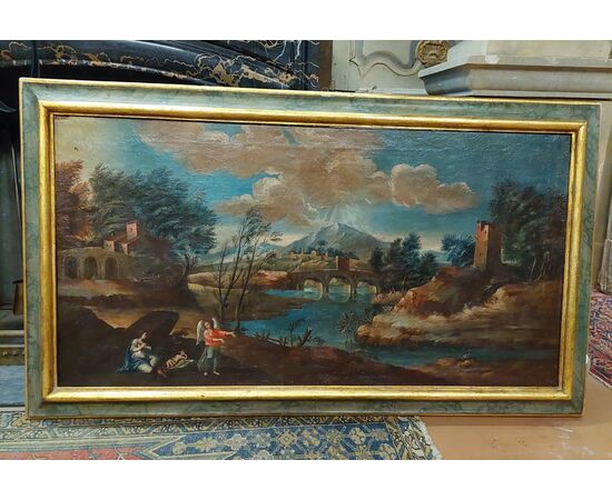 pan325 - oil painting on canvas, 18th century, measure cm l 146 xh 85     