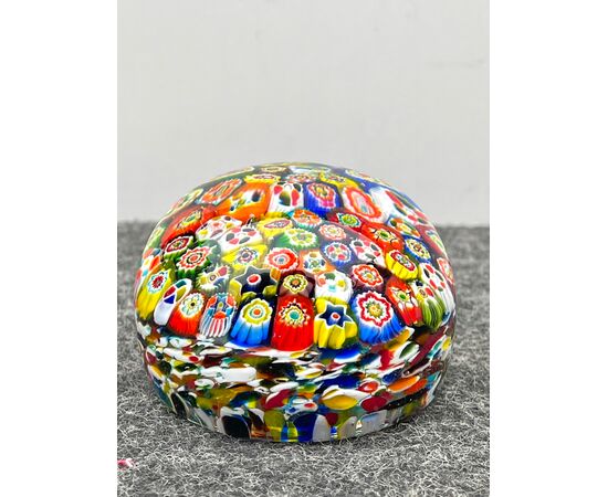 Press papier paperweight in heavy sommerso glass with murrine.Murano     