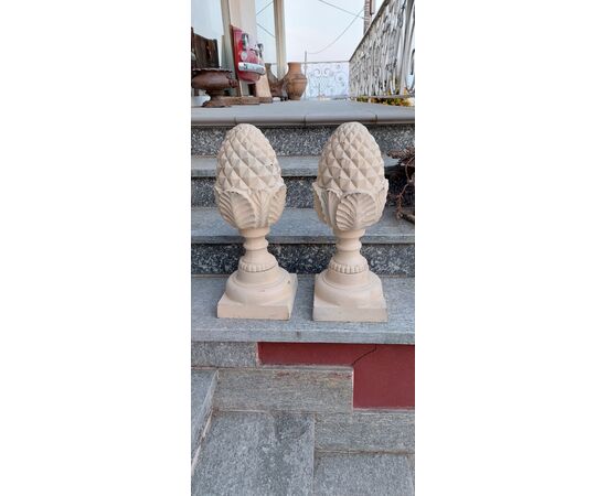 Pair of cast iron pine cones     