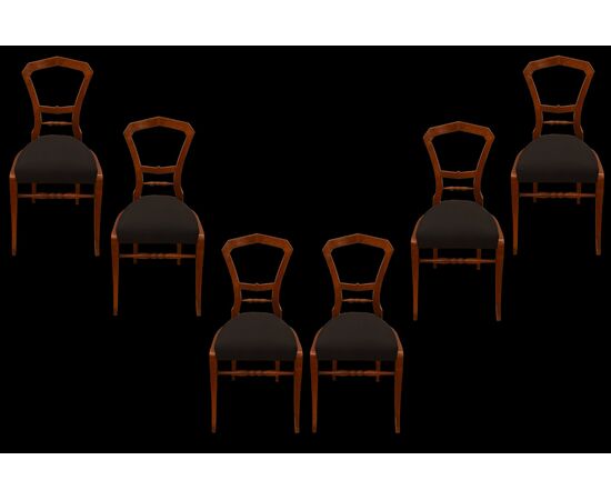 Gruppo di sei sedie in ciliegio
