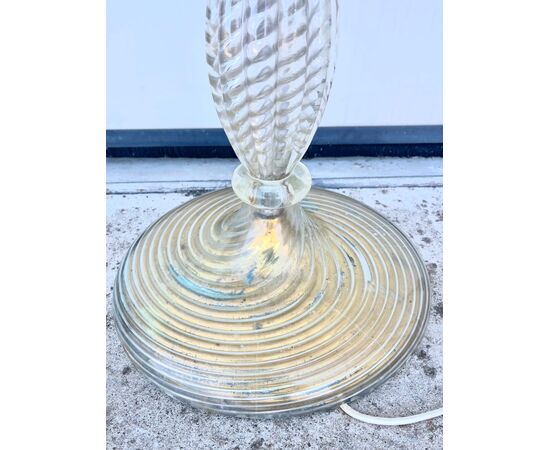 Floor lamp in lightly iridescent transparent diamond glass.Barovier     