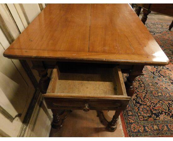 tav225 - cherry wood table, &#39;7 /&#39; 800 period, size cm l 103 xh 81 x d. 61     