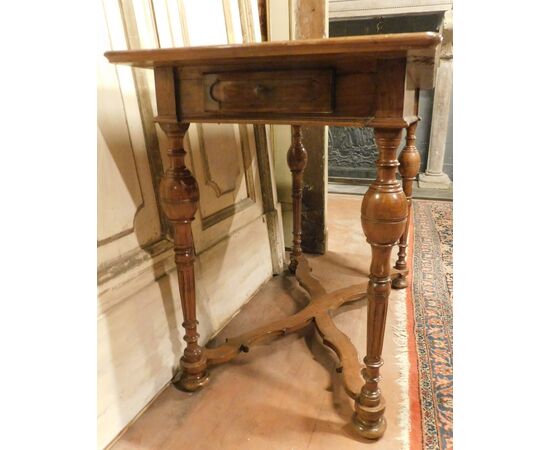 tav225 - cherry wood table, &#39;7 /&#39; 800 period, size cm l 103 xh 81 x d. 61     