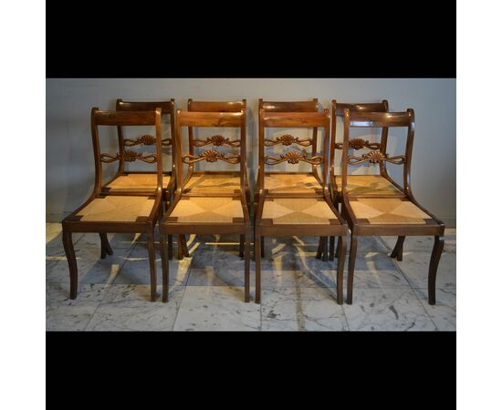 Eight Tuscan walnut chairs     