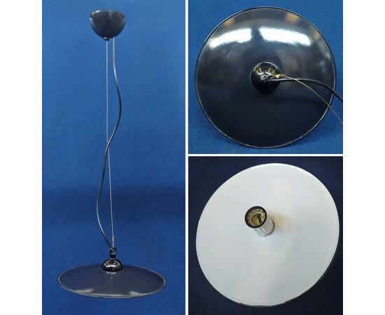 Flat lamp in enameled metal - Milan 70s     
