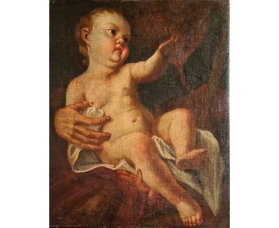 Scuola Emiliana  DEL XVII secolo.  Seguace di EIisabetta Sirani."Bambino Gesù"