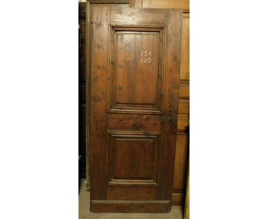 ptir441 - porta rustica in legno di cirmolo, epoca '700, misure cm l 79 x h 189