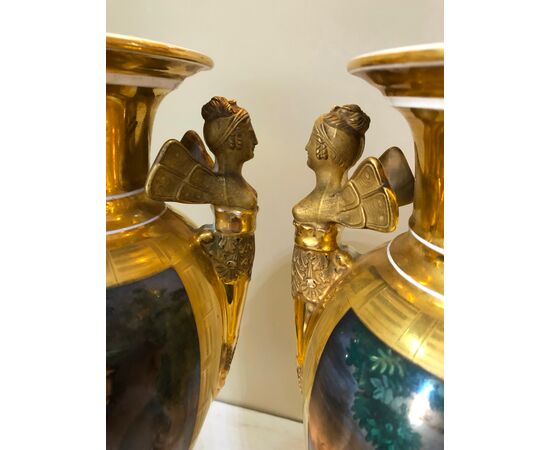 Pair of Empire France porcelain vases from the early 19th century     
