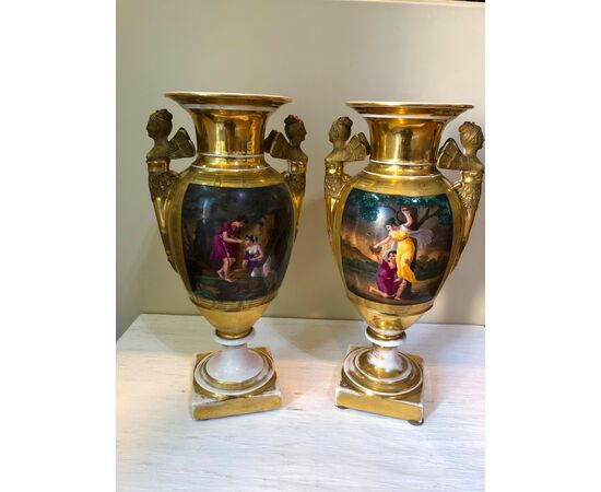 Pair of Empire France porcelain vases from the early 19th century     