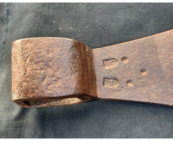Forged and engraved iron squaring ax from the 18th century     