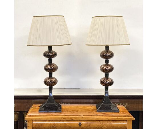 Coppia lampade da tavolo in vetro di Murano