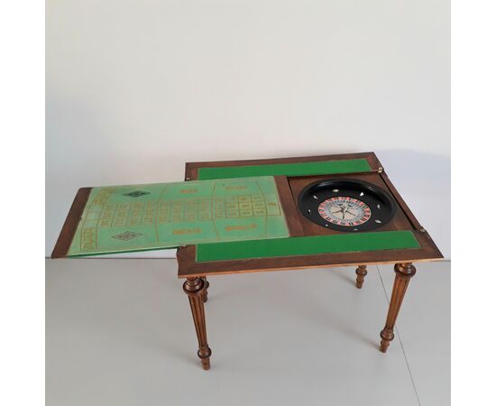 Raro Tavolino da gioco con roulette e backgammon