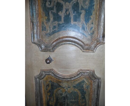 Important Neapolitan painted door with 2 doors with 17th century frame     