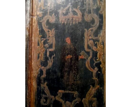 Important Neapolitan painted door with 2 doors with 17th century frame     