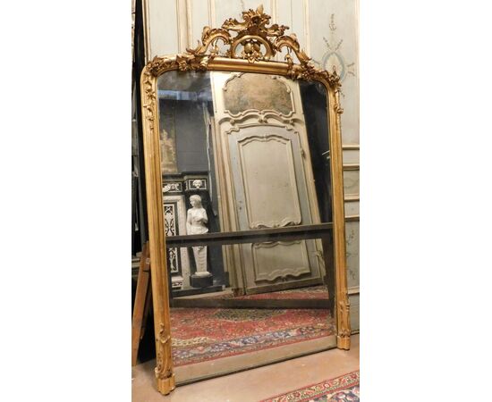 specc399 - 19th century golden mirror, cm l 118 xh 198 xp 11     