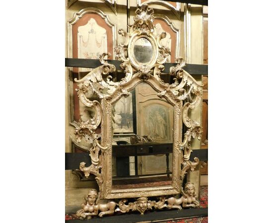 specc398 - silver mirror, 18th century, Naples, cm l 120 xh 185     