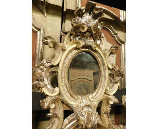 specc398 - silver mirror, 18th century, Naples, cm l 120 xh 185     