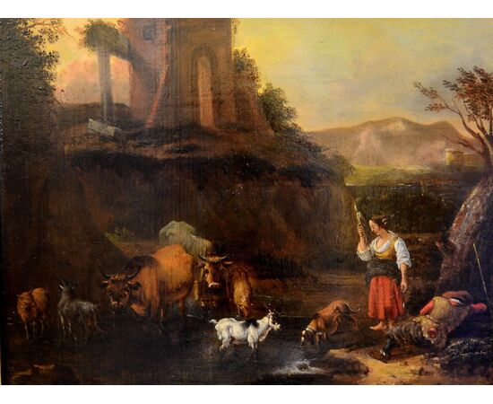 Paesaggio con pastori e armenti. VENDUTO