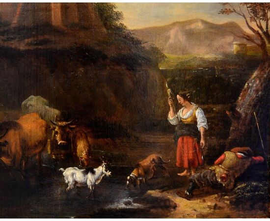 Paesaggio con pastori e armenti. VENDUTO