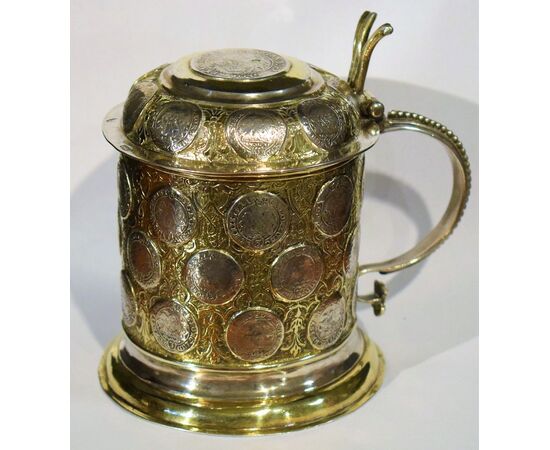 Tankard dorato con 38 talleri d'argento ducato Sassonia (VENDUTO)