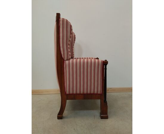 Empire armchair in walnut full column - period 800 - throne high chair     