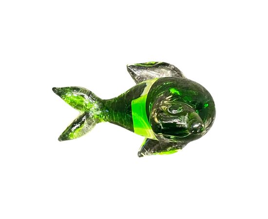 Heavy submerged glass seal with green tones.Seguso manufacture, Murano.     