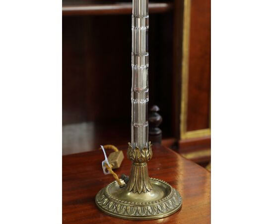 Lampada da tavolo in vetro e bronzo XX secolo