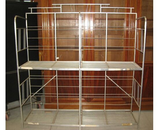 Etagere breadbox racks of modernism, aluminum metal. Cod. 0535