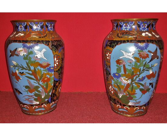 Pair of cloisonne vases