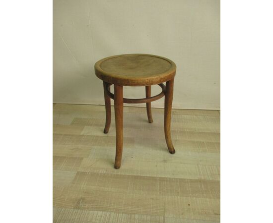 Thonet style wooden stool with wooden seat - chair - pouff - early 900     