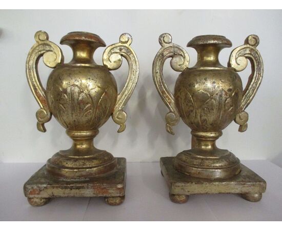 Pair of golden gold-plated metal acetate holders - early 19th century - authentic !!!     