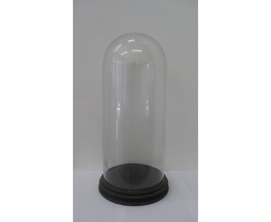 Blown glass case with wooden-bell base - late 19th century     