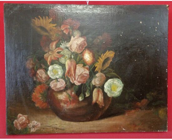 Dipinto di un vaso di fiori