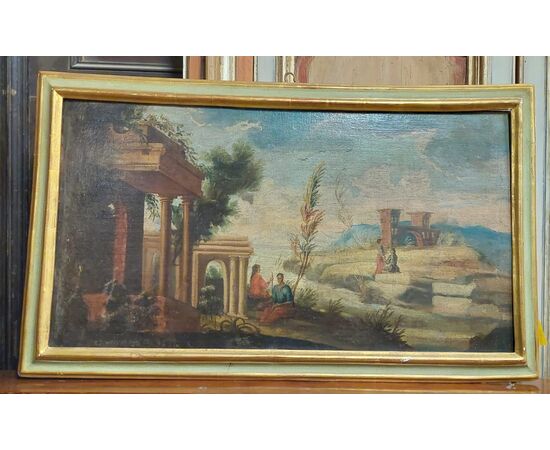 pan333 - picture painted on canvas, 18th century, measure cm l 99 xh 60     