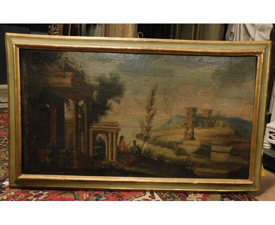 pan333 - picture painted on canvas, 18th century, measure cm l 99 xh 60     
