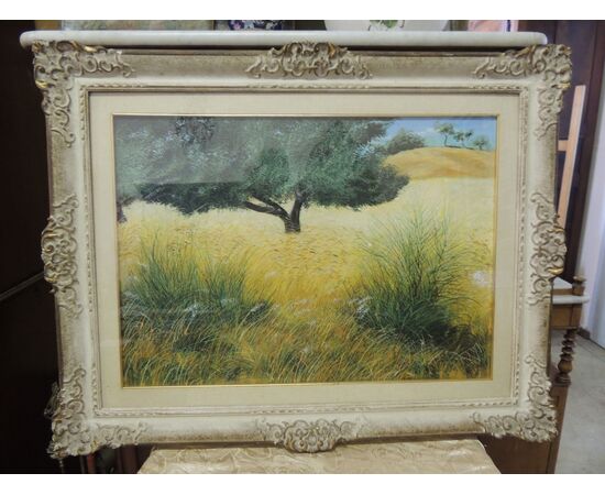 Paesaggio  con albero nel grano, mis. cm 70 x 50