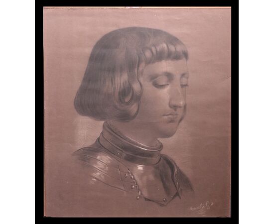 Charcoal drawing: "Portrait of a Man" Signed G. Mucchi