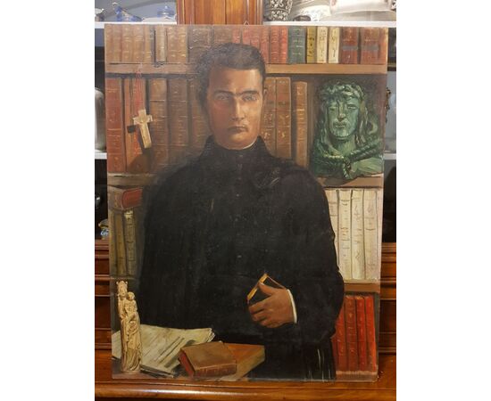 Dipinto ritratto di sacerdote - Jules Oscar Maes Francia '900