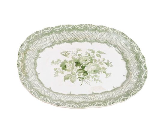piatto inglese bianco/verde da parete o centrotavola - O/3293