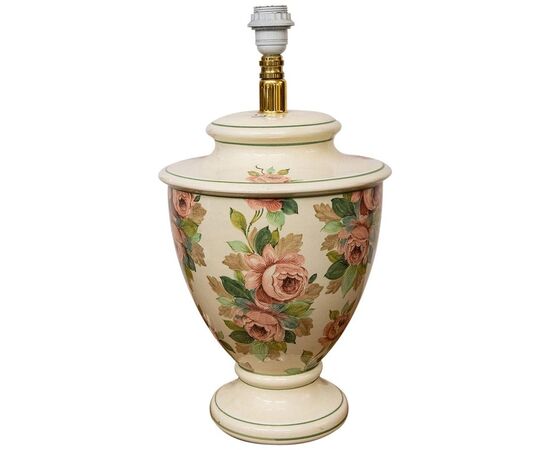 Lampada in ceramica con rose dipinte a mano - O/2626
