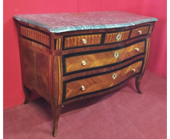 Chest of drawers with marble Walnut plated