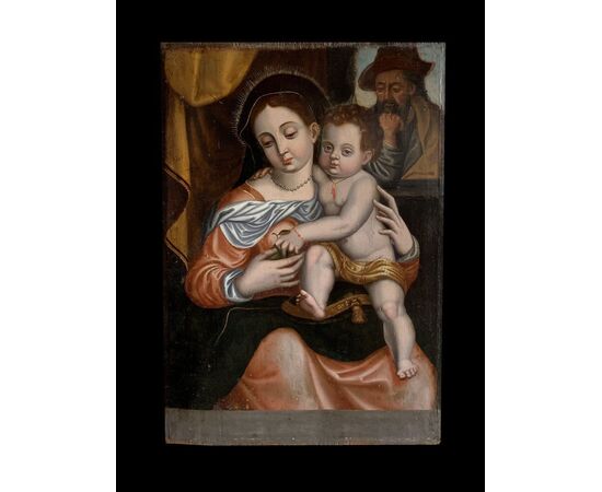Spanish School (16th century, signed Santiago Martínez) - Madonna and Child