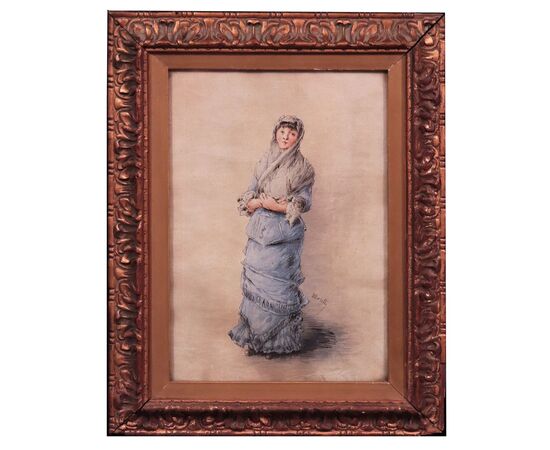 Painting signed Morelli: Portrait of a Lady '800