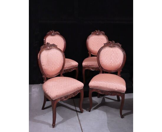 4 Medallion chairs, Southern Italy '800