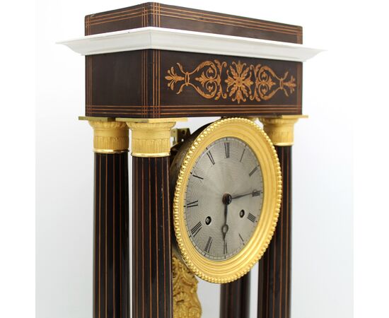Antique Pendulum Clock Portico Carlo X in inlaid rosewood (H.51) - period 800     