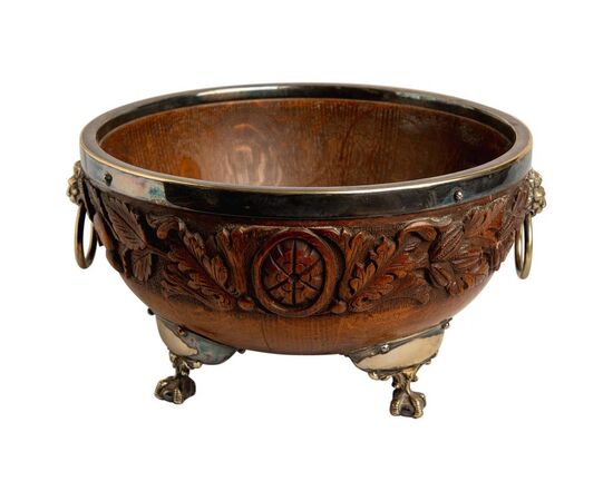 Antique Scottish bowl in wood and silver plate     